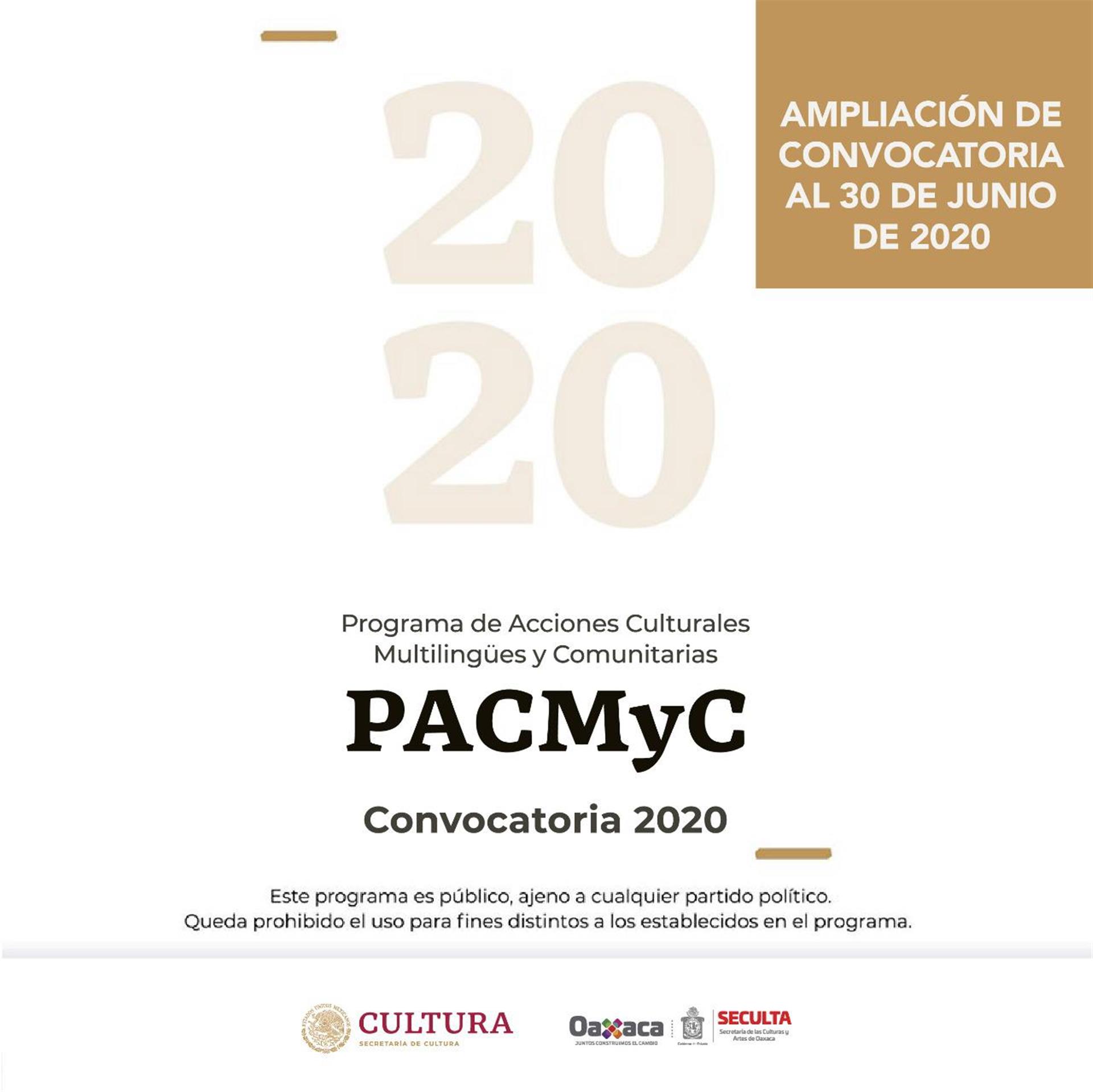 Se amplía plazo para la convocatoria PACMyC 2020