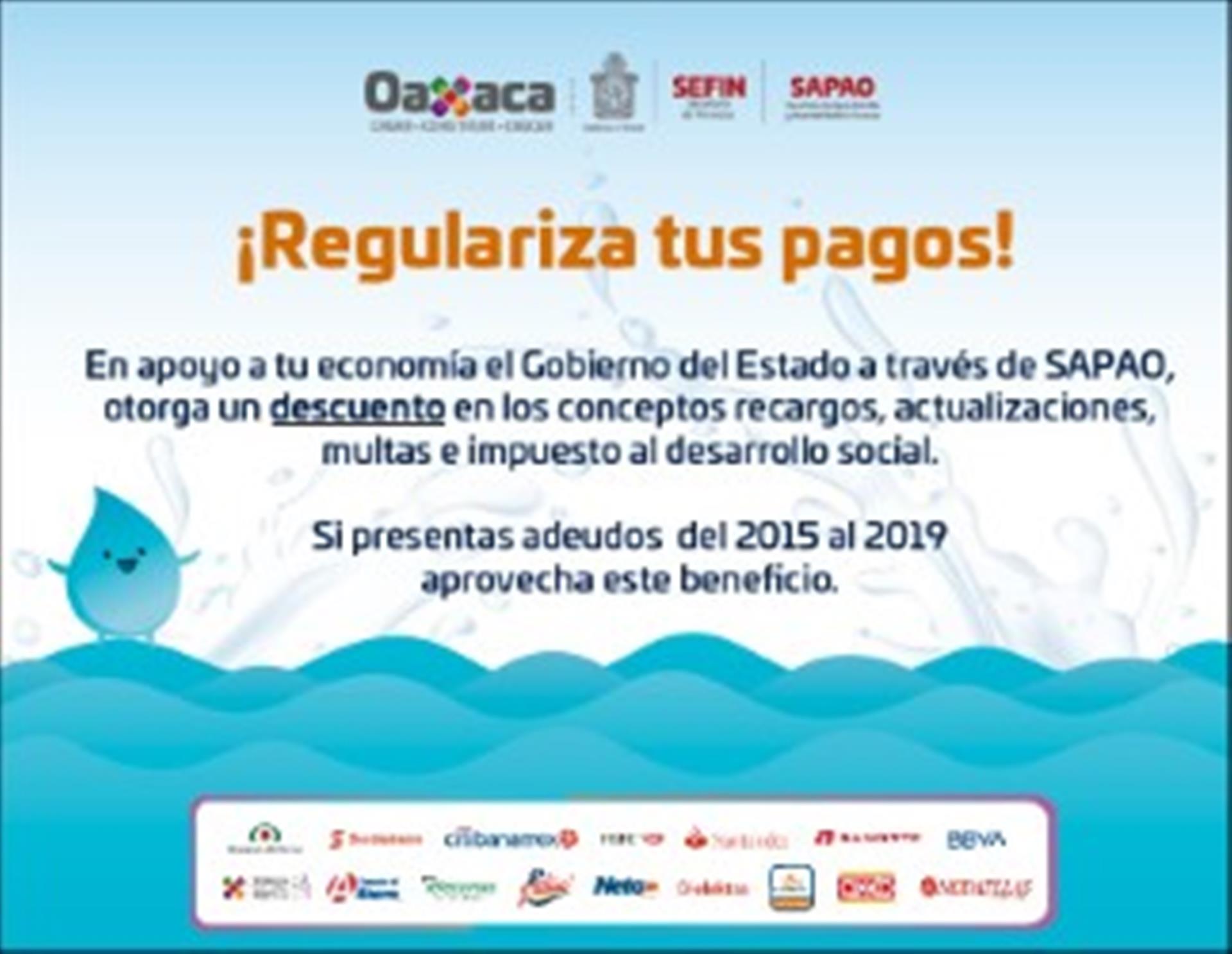 Otorgan los SAPAO descuento del 100% sobre recargos, multas y actualizaciones