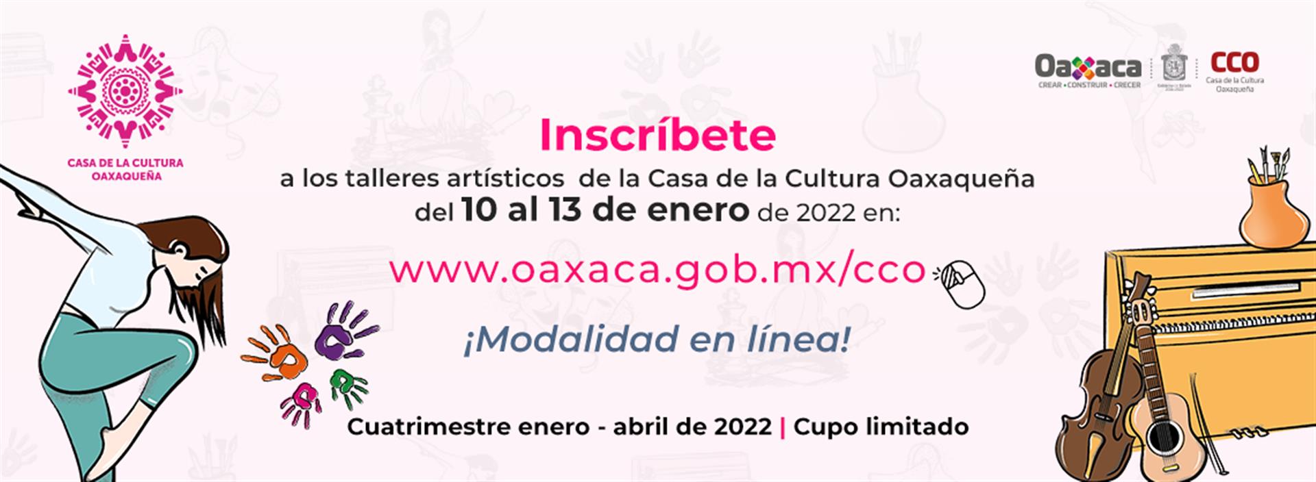 Afianza la CCO micrositio para inscribirse a sus talleres artísticos