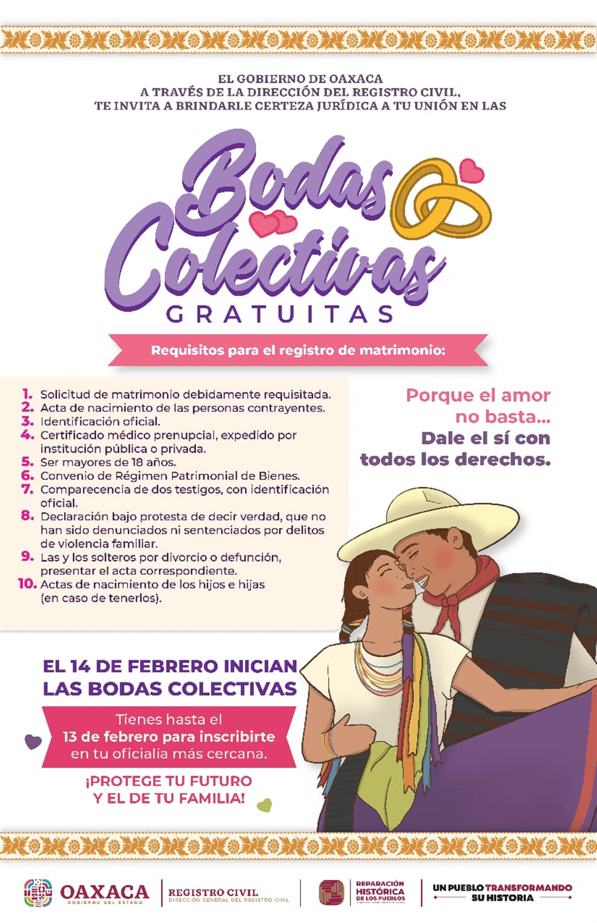 Inicia Registro Civil Bodas Colectivas con trámites totalmente gratuitos