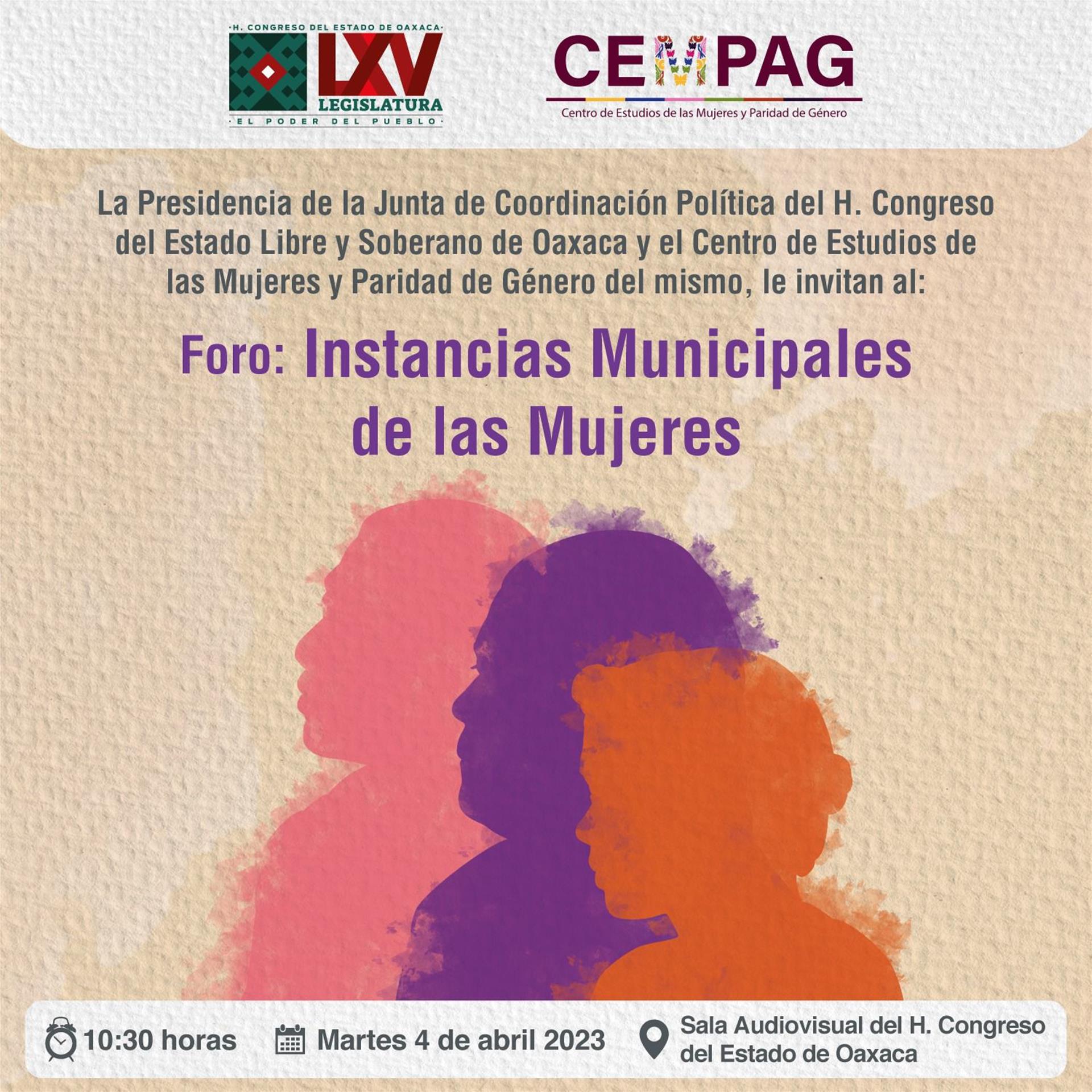 Congreso de Oaxaca realizará Foro de Instancias Municipales de las Mujeres