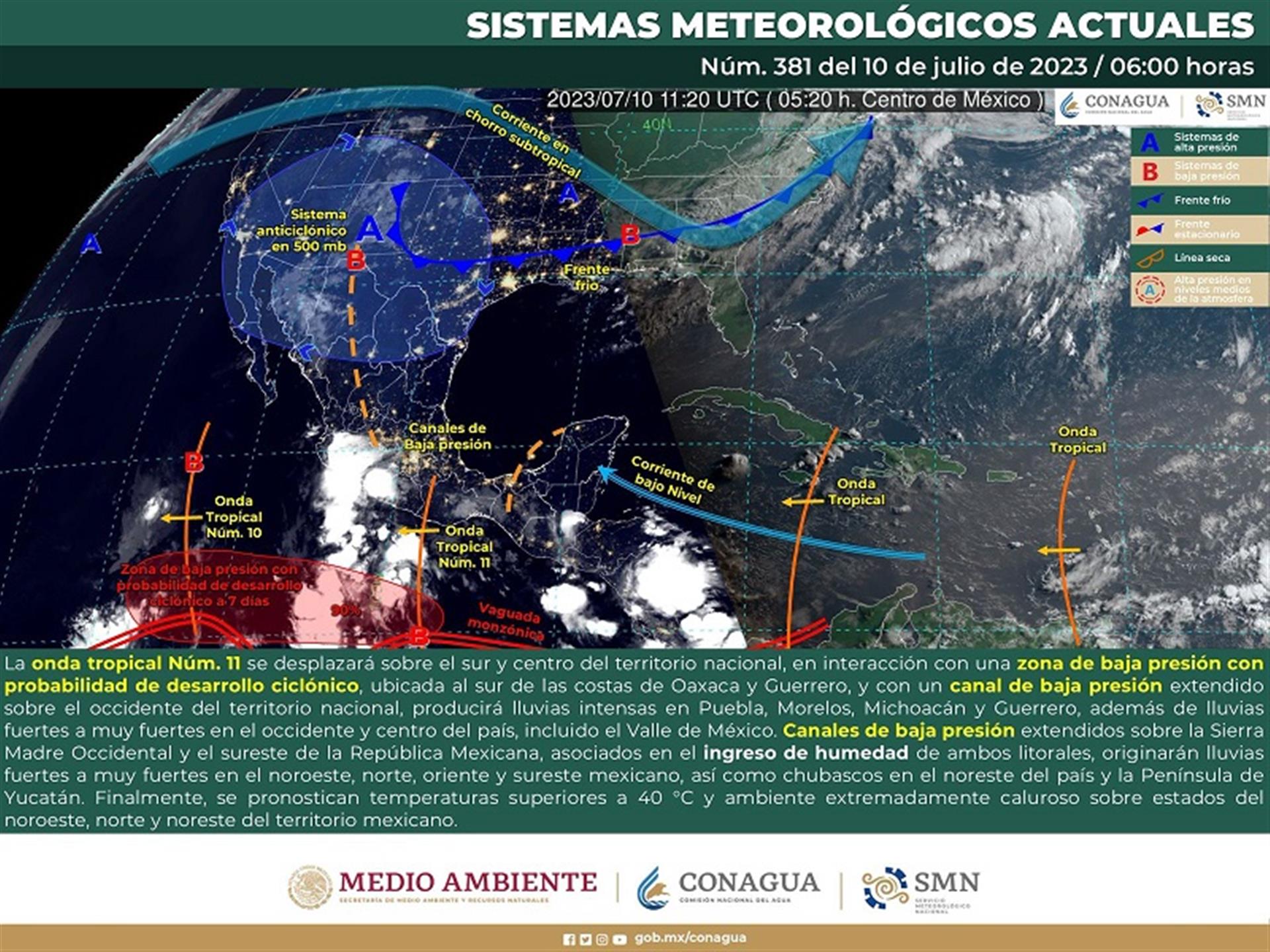 Se prevén tormentas durante la tarde por onda tropical número 11   