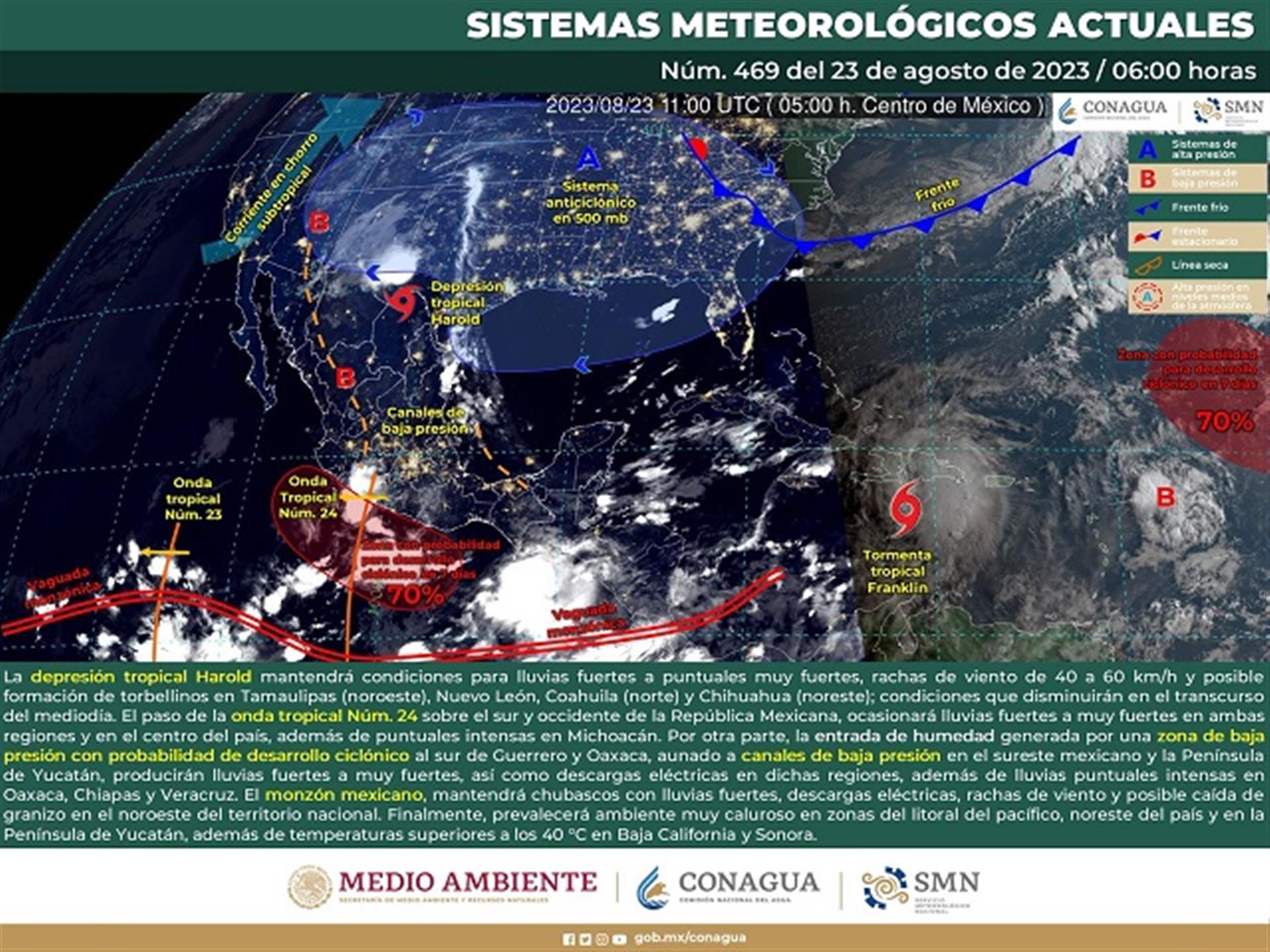 Se prevén lluvias intensas en mayor parte del estado para esta tarde