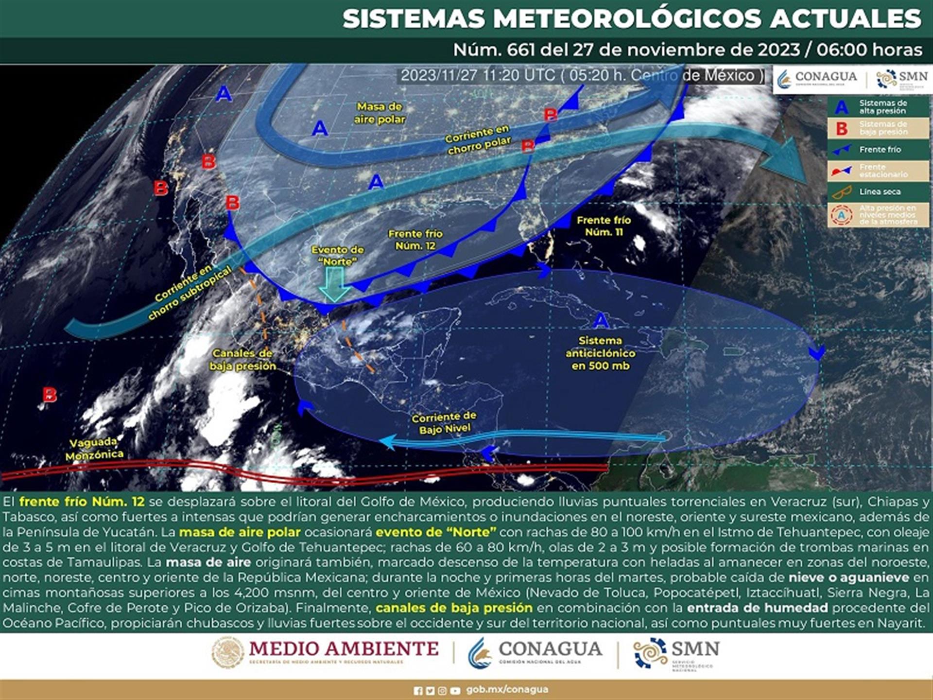 Se prevén lluvias fuertes y moderadas en la entidad