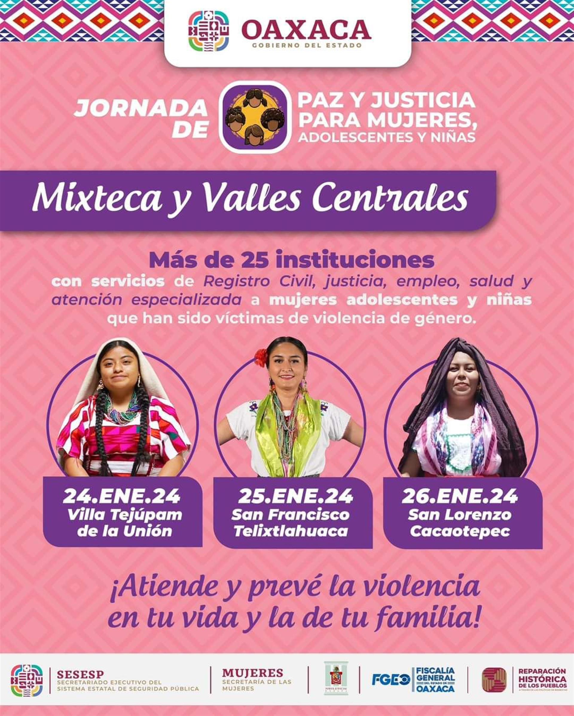 Llega Jornada de Paz y Justicia a la Mixteca y Valles Centrales El próximo 24, 25 y 26 de enero