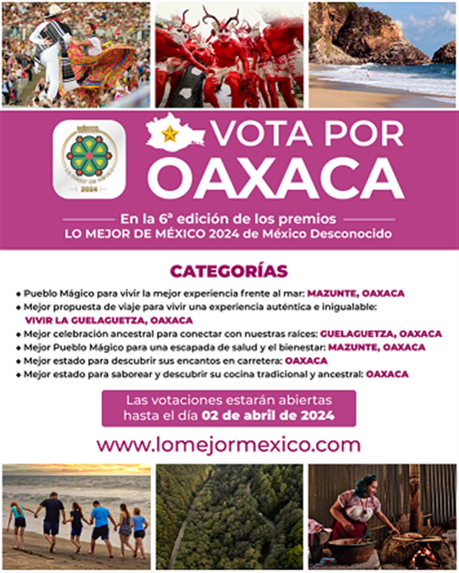 Oaxaca, nominada en Lo Mejor de México 2024 de la Revista México