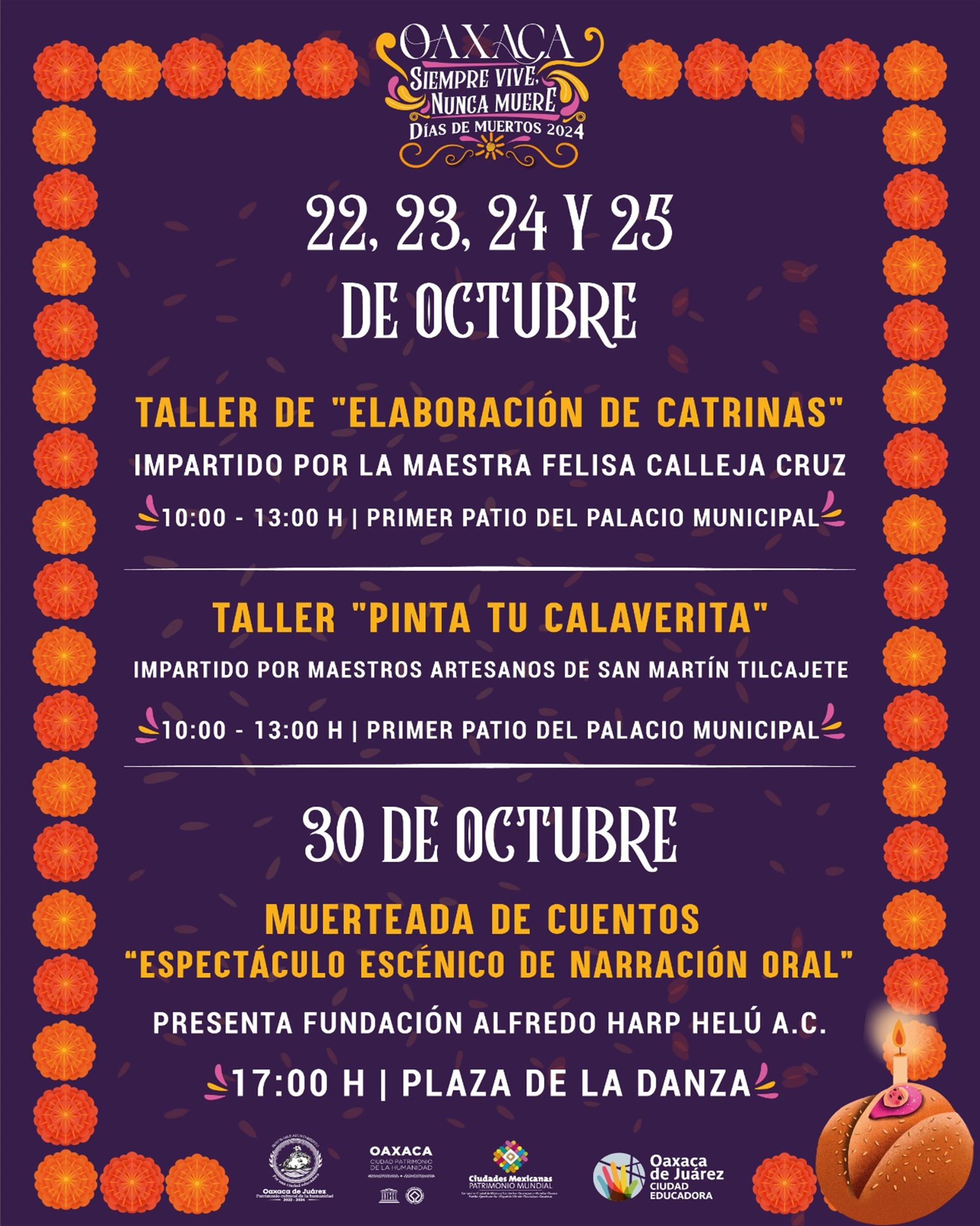 Les comparto las actividades que se realizarán por la festividad de los muertos en la ciudad de Oaxaca