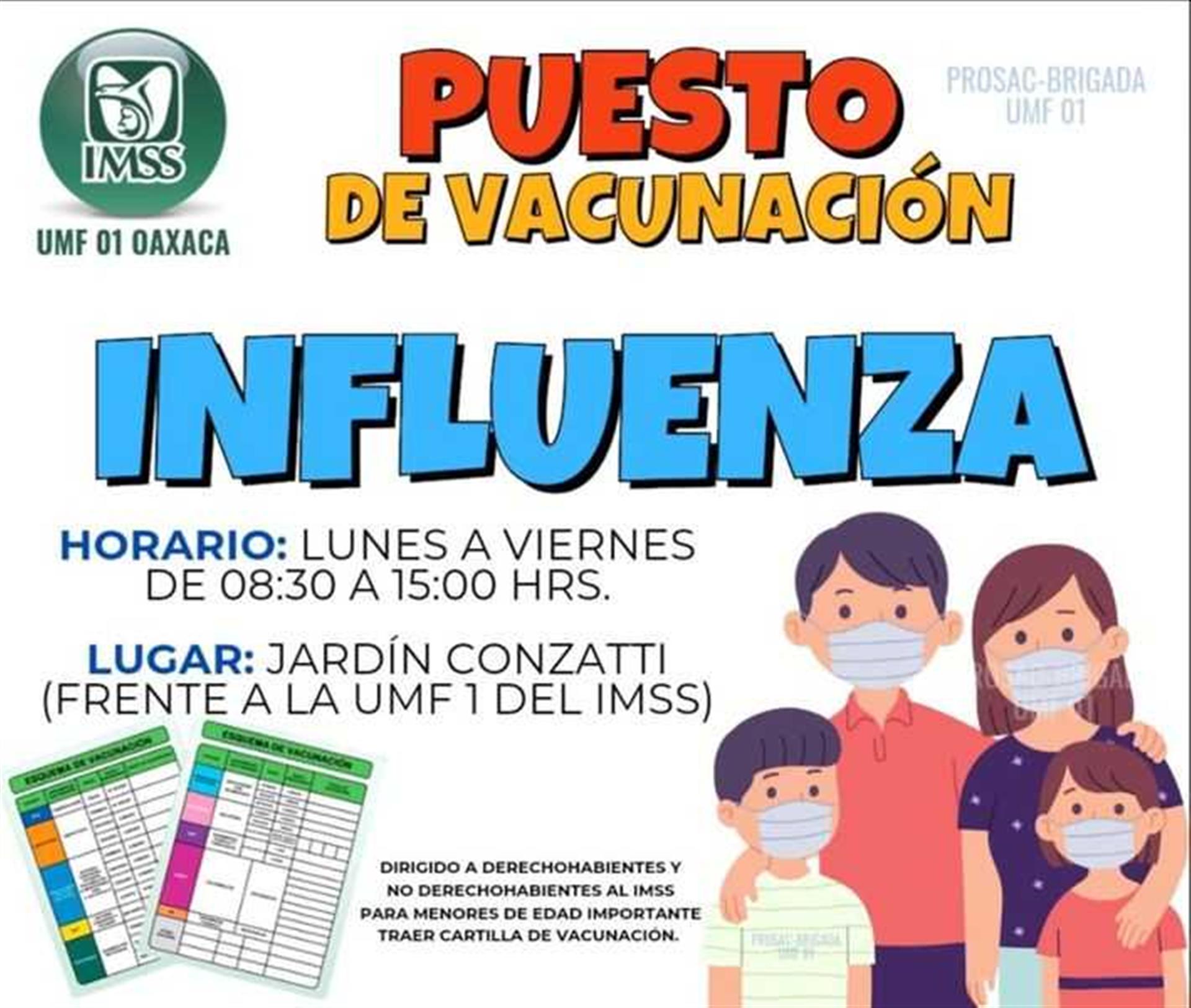 Vacuna de INFLUENZA (para TODO el público en general) Y ESQUEMA BÁSICO DE NIÑOS en el #JardínConzatti de Lunes a Viernes 8:30 a 3pm.