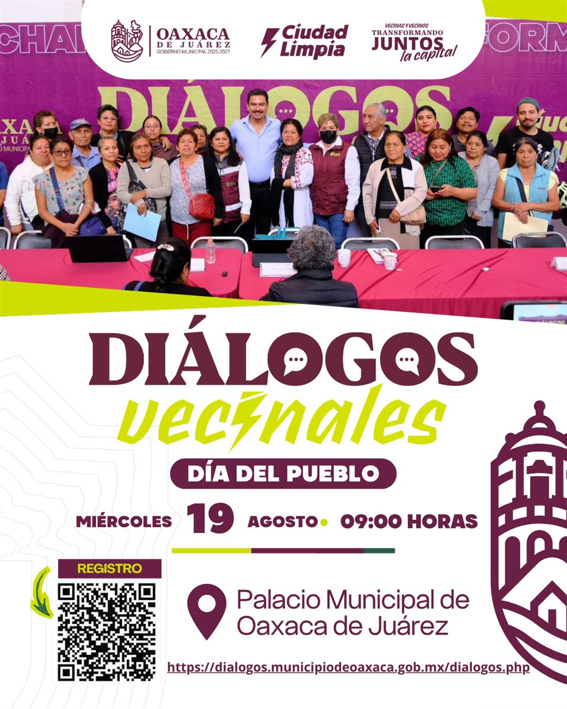 Gobierno Municipal de Oaxaca de Juárez invita a participar en los Diálogos Vecinales, Día del Pueblo